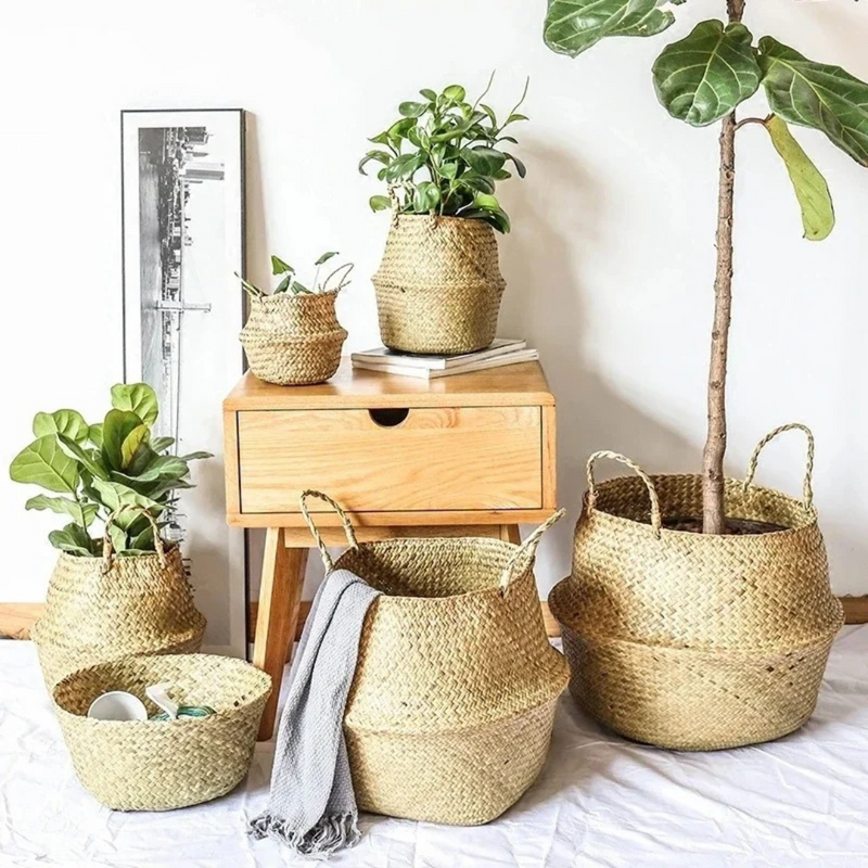 Cesta para Vaso de Flores em Rattan